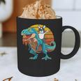Boston Terrier Dog Riding Dinosaur T Rex Boys Graphic Print Coffee Mug, novelty gifts, funny gifts