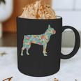 Boston Terrier Flower Silhouette Floral Dog Men Women Girls Kids Graphic Print Coffee Mug, novelty gifts, funny gifts