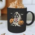 Boston Terrier Ghost Boo Halloween Costume Spooky Season Graphic Print Coffee Mug, novelty gifts, funny gifts