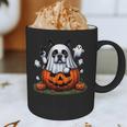 Boston Terrier Ghost Boo Halloween Kids Graphic Print Coffee Mug, novelty gifts, funny gifts