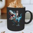 Boston Terrier Riding T-Rex Dinosaur Dog Lover Graphic Print Coffee Mug, novelty gifts, funny gifts