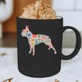 Boston Terrier Watercolor Flowers Graphic Print Coffee Mug, novelty gifts, funny gifts