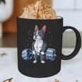 Boston Terrier Weightlifting Deadlift Men Fitness Gym Graphic Print Coffee Mug, novelty gifts, funny gifts
