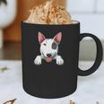 Bull Terrier Pocket Bull Terrier Peeking Out Pocket Graphic Print Coffee Mug, novelty gifts, funny gifts