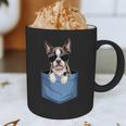Cute Pocket Boston Terrier Lover Dog Mom Graphic Print Coffee Mug, novelty gifts, funny gifts