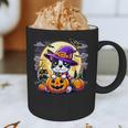 Halloween Boston Terrier Dog Breed With Jack O' Lantern Art Graphic Print Coffee Mug, novelty gifts, funny gifts