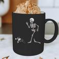 Halloween Boston Terrier And Skeleton Graphic Print Coffee Mug, novelty gifts, funny gifts