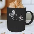 Skeleton Chasing Dog Boston Terrier Halloween Pet Lover Graphic Print Coffee Mug, novelty gifts, funny gifts