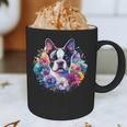 Watercolor Floral Boston Terrier Mama Dog Lover Mother's Day Graphic Print Coffee Mug, novelty gifts, funny gifts