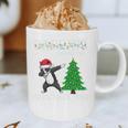 Boston Terrier Santa Hat Dabbing Around The Christmas Tree Graphic Print Coffee Mug, novelty gifts, funny gifts
