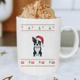 Boston Terrier Wearing Santa Hat Ugly Xmas Dog Lovers Graphic Print Coffee Mug, novelty gifts, funny gifts