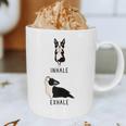 Inhale Exhale Yoga Boston Terrier Tshirt Graphic Print Coffee Mug, novelty gifts, funny gifts