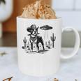 Vintage Boston Terrier UFO Western Wild West Dog Mom Dad Graphic Print Coffee Mug, novelty gifts, funny gifts