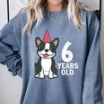6 Years Old Birthday Boston Terrier Dog Lover 6th Party Kid Comfort Colors Sweatshirt Blue Jean