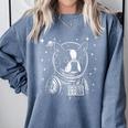 Astronaut Boston Terrier Space Galaxy Dog Lovers Comfort Colors Sweatshirt Blue Jean