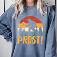 Bigfoot Sasquatch Prost Retro Bavarian Oktoberfest Men Women Comfort Colors Sweatshirt Blue Jean