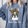 Birthday And Mother's Day -Boston Terrier Mom Comfort Colors Sweatshirt Blue Jean