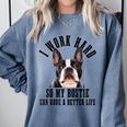 Bostie Mama Dog Dad Boston Terrier For Men Women Comfort Colors Sweatshirt Blue Jean