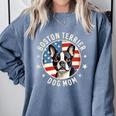 Boston Bull Terrier Women Boston Terrier Dog Mom Comfort Colors Sweatshirt Blue Jean