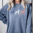 Boston Terrier 4th Of July Dog Patriotic USA Flag Man Woman Comfort Colors Sweatshirt Blue Jean