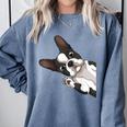 Boston Terrier Bostie Dog Kids Boys Girls Comfort Colors Sweatshirt Blue Jean