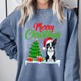 Boston Terrier Christmas Tree Lights Xmas Dog Lover Comfort Colors Sweatshirt Blue Jean