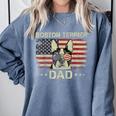 Boston Terrier Dad Dog Lovers American Flag 4th Of July For Women Men Comfort Colors Sweatshirt Blue Jean