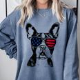 Boston Terrier Dog 4th July America USA Flag Men Women Kids Comfort Colors Sweatshirt Blue Jean