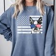 Boston Terrier Dog 4th Of July US American Flag Patriotic Comfort Colors Sweatshirt Blue Jean