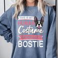 Boston Terrier Dog Bostie Halloween Costume Dog For Kids Comfort Colors Sweatshirt Blue Jean