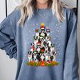 Boston Terrier Dog Christmas Tree Santa Hat Xmas Pajama Men Women Kids Comfort Colors Sweatshirt Blue Jean