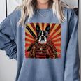 Boston Terrier Dog Japanese Art Samurai Ukiyo-e Comfort Colors Sweatshirt Blue Jean