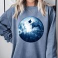 Boston Terrier Dog Moon Dog Mom Dad Women Men Dog Lovers Comfort Colors Sweatshirt Blue Jean