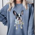 Boston Terrier Dog Motif Pet Art Boston Terrier Men Women Kids Comfort Colors Sweatshirt Blue Jean