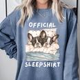 Boston Terrier Dog Official Sleepshirt Pajamas Nightgown Men Women Girls Kids Comfort Colors Sweatshirt Blue Jean