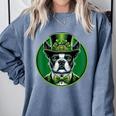 Boston Terrier Dog St Patricks Day Irish Pet Lover Men Women Kids Comfort Colors Sweatshirt Blue Jean