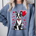 Boston Terrier Dog Valentine's Day Dog Owner Valentine Comfort Colors Sweatshirt Blue Jean