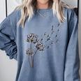 Boston Terrier Flower Fly Dandelion Dog Lover Dog Dad Comfort Colors Sweatshirt Blue Jean