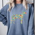 Boston Terrier Flower Silhouette Floral Dog Men Women Girls Kids Comfort Colors Sweatshirt Blue Jean