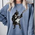 Boston Terrier Guitar Comfort Colors Sweatshirt Blue Jean