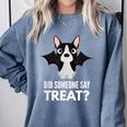 Boston Terrier Halloween Shirt Did Someone Say Treat Comfort Colors Sweatshirt Blue Jean