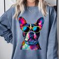 Boston Terrier Lovers Pop Art Boston Terrier Comfort Colors Sweatshirt Blue Jean