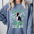 My Boston Terrier Is My Lucky Charm Paw Dog St Patrick's Day Comfort Colors Sweatshirt Blue Jean