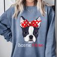 Boston Terrier Mom Bostie Women Girls Comfort Colors Sweatshirt Blue Jean