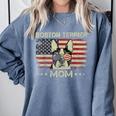 Boston Terrier Mom Dog Lovers American Flag 4th Of July Comfort Colors Sweatshirt Blue Jean