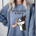 Boston Terrier Mom Dogs Mum Woman Comfort Colors Sweatshirt Blue Jean