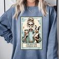 The Boston Terrier Mom Skeleton Spooky Season Halloween Comfort Colors Sweatshirt Blue Jean