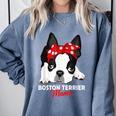 Boston Terrier Mum Dog Woman Idea Comfort Colors Sweatshirt Blue Jean