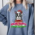 Boston Terrier Santa Claus Christmas Dog Comfort Colors Sweatshirt Blue Jean