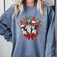 Boston Terrier Santa Claus Elf Reindeer Christmas Dog X-Mas Comfort Colors Sweatshirt Blue Jean